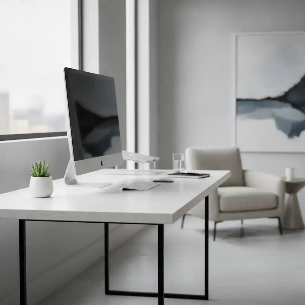 Clean modern office desk area